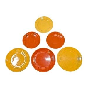 Vintage Bauer Pottery Ringware Bread Plates Saucers Lot 6 Set Mixed Colors Sizes